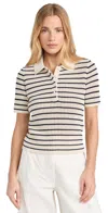 Rag & Bone Viola Stripe Cotton Blend Polo Sweater In Trtldvmlti