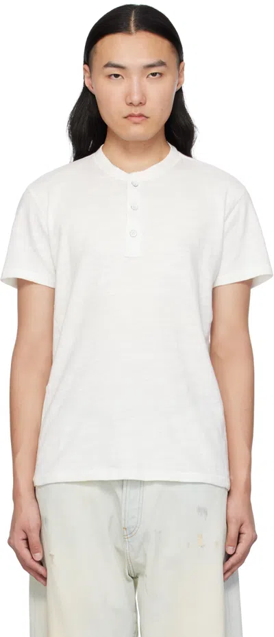 Rag & Bone White Cotton Classic Short Sleeve Henley