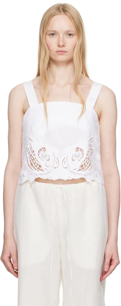 Rag & Bone White Clem Lace-trim Poplin Tank Top