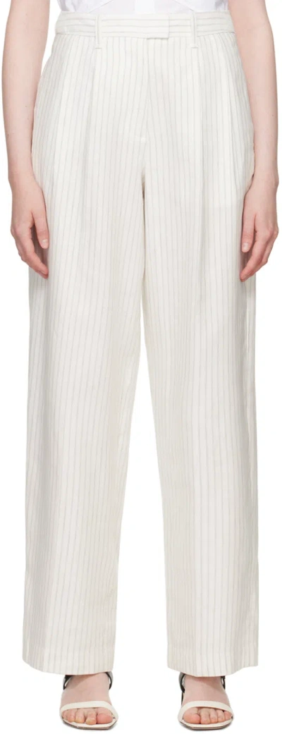 Rag & Bone White Newman Trousers In Whtstripe