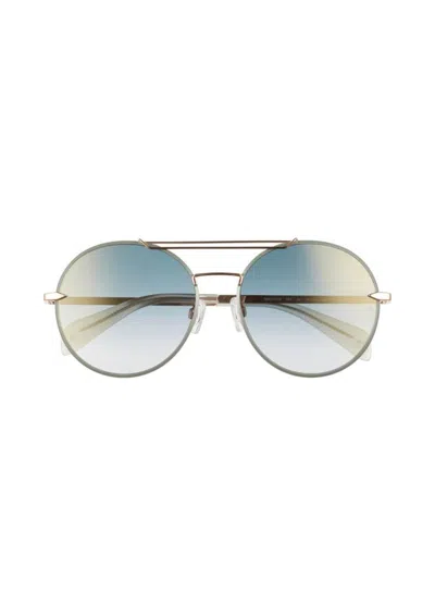 Rag & Bone Women's 59mm Round Metal Aviator Sunglasses In Green