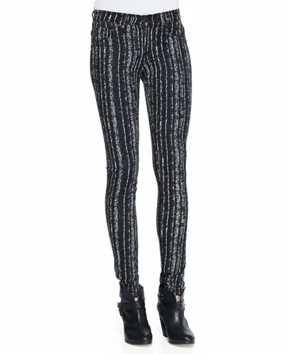 Rag & Bone Women Barcode Printed Mid Rise Skinny Jeans Leggings In Black/white
