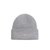 Rag & Bone Blake Logo Patch Wool Blend Rib Beanie In Grey