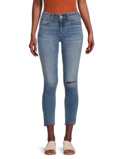 Rag & Bone Women's Cate Mid Rise Knee Slash Ankle Skinny Jeans In Blue