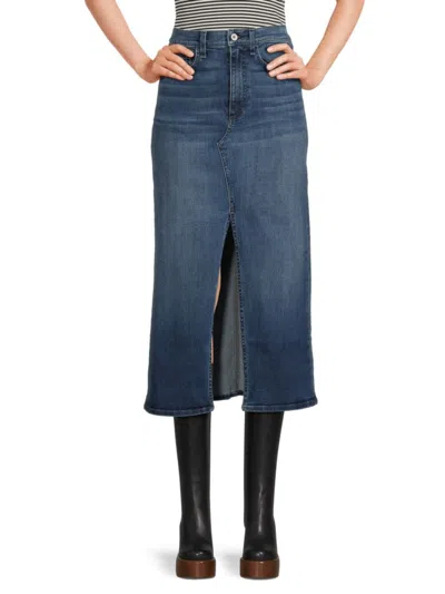 Rag & Bone Women's Clare Slit Midi Denim Skirt In Medium Wash