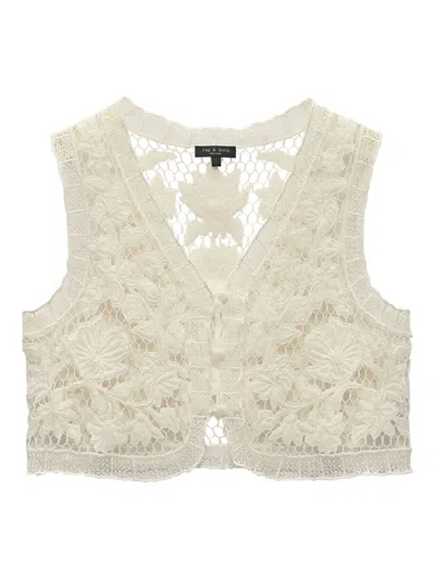 Rag & Bone Women's Coralie Crochet Cropped Vest Top In Ivory