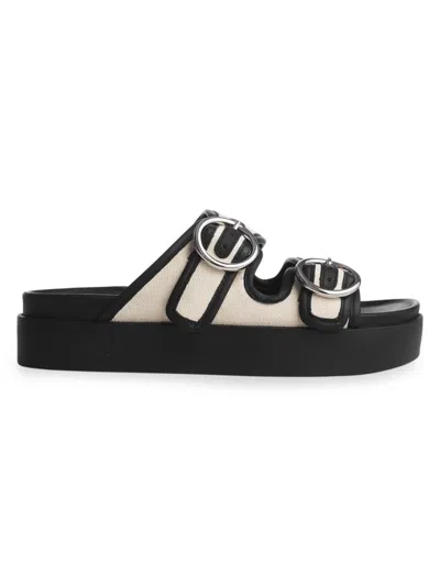 Rag & Bone Geo Buckle Platform Sandals In Antique White Black