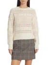 Rag & Bone Womens Wool Crochet Trim Crewneck Sweater In White