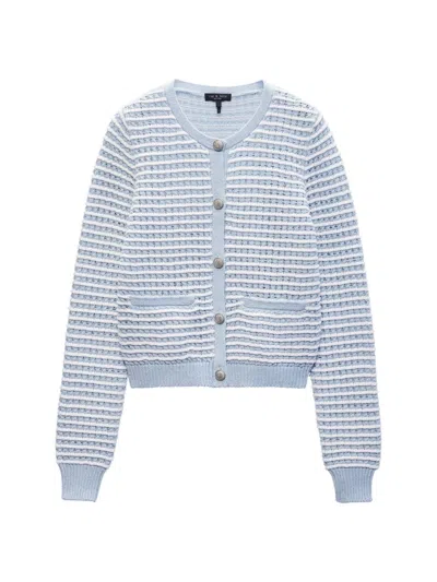 Rag & Bone Women's Marlee Striped Cotton Cardigan In Ltblue