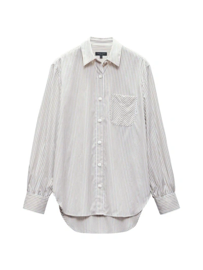 Rag & Bone Maxine Stripe Cotton Button-up Shirt In Silverstripe
