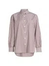 Rag & Bone Maxine Cotton Button Down Shirt In Thin Brown Stripe