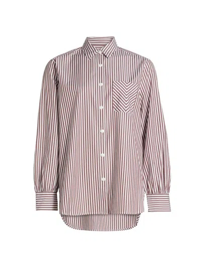 Rag & Bone Maxine Cotton Button Down Shirt In Thnbrwnstp