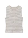 Rag & Bone The Knit Stripe Button Up Tank Ivorymult In Ivory Multi