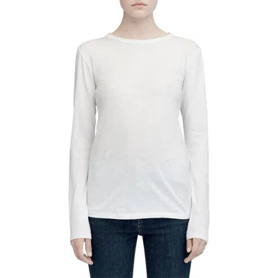 Rag & Bone Women's The Slub Long Sleeve Crew Neck Cotton T-shirt In White