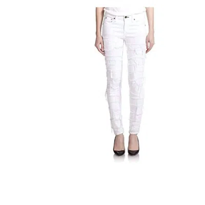 Rag & Bone Women Torn Skinny Jeans In White