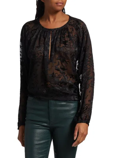 Rag & Bone Women's Yuni Burnout Blouse In Black Multi