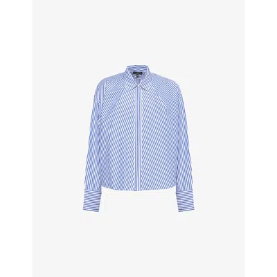Rag & Bone Womens Blue Strip Martha Striped Cotton-poplin Shirt