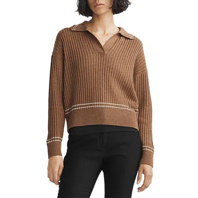 Rag & Bone Womens Extra Fine Merino Wool V-neck Pullover Sweater In Camel