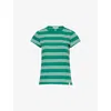 Rag & Bone Womens Green Mult Striped Short-sleeved Organic-cotton T-shirt