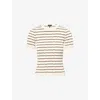 Rag & Bone Womens Ivory Chiara Striped Cotton-blend Ribbed Knit Top