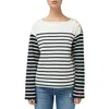 Rag & Bone Striped Button-embellished Cotton-jersey Top In Blue