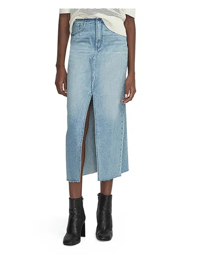 Rag & Bone Womens Midi Slit Denim Skirt In Multi