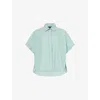 Rag & Bone Martha Short-sleeve Stripe Poplin Shirt In Pine Stripe