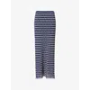 Rag & Bone Womens Indgo Chiara Striped Cotton-blend Maxi Skirt