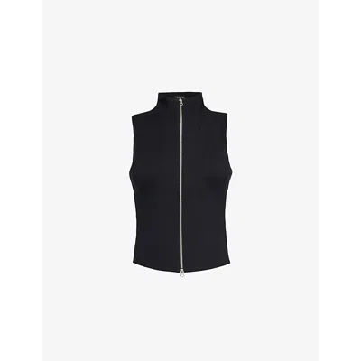 Rag & Bone Womens Black Irina Zip-front Stretch-jersey Top
