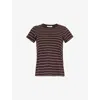 Rag & Bone Womens Darkchocom Striped Short-sleeved Cotton T-shirt Xs In Brown