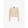 Rag & Bone Womens Ivorymult Viola Striped Long-sleeve Cotton-blend Knit Polo Shirt Xs In Ivorymult