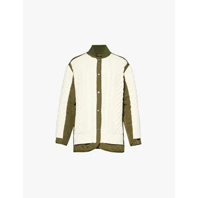Rag & Bone Womens Natural Winnie Mixed Media Cable-knit Cotton-blend Jacket
