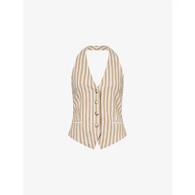 Rag & Bone Womens Tanstripe Ethel Stripe Linen-blend Vest