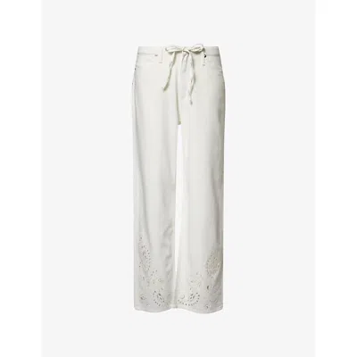 Rag & Bone Womens Whteyelet Ultra Featherweight Cotton-blend Jeans