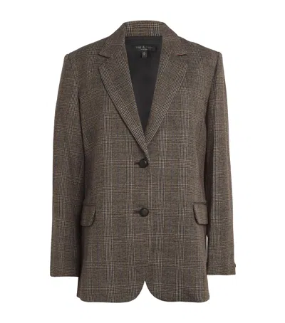 Rag & Bone Wool Check Lainey Blazer In Brown