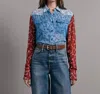 Rag & Bone Wyatt Patchwork Shirt In Dark Blue Flower In Multi