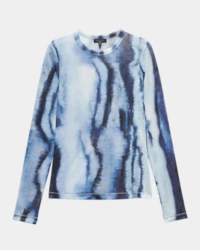Rag & Bone Yana Tie Dye Long-sleeve Top In Blue Multi