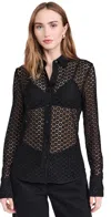 Rag & Bone Yvette Lace Shirt Black In Black