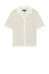 Rag & Bone Zig-zag Avery Short Sleeve Shirt In Ivory