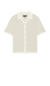 Rag & Bone Zig-zag Avery Short Sleeve Shirt In Ivory