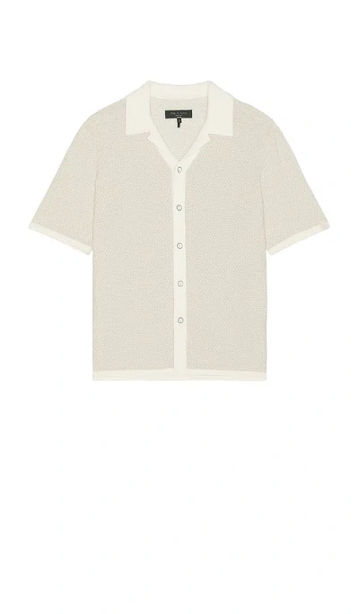 Rag & Bone Zig-zag Avery Short Sleeve Shirt In Ivory