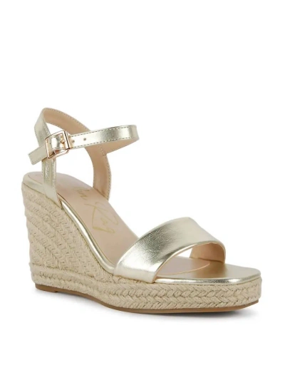 Rag Company Augie Woven Wedge Sandals In Gold