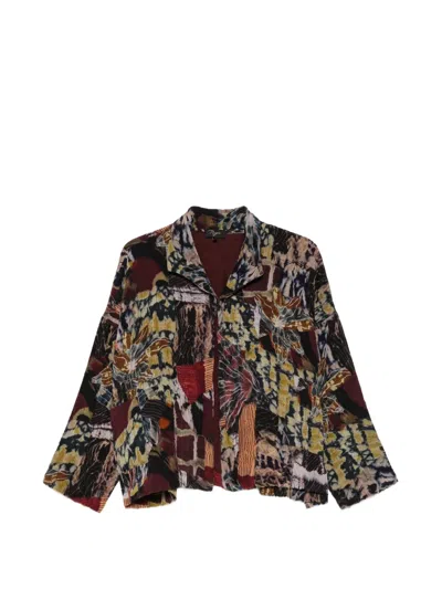 Raga Abstract-print Jacket In Brown