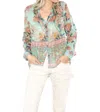 Raga Botanic Button Down Shirt In Turquoise In White