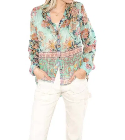 Raga Botanic Button Down Shirt In Turquoise
