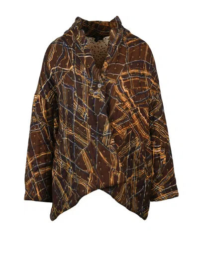 Raga Brown Wool Quilted Jacket In Multi