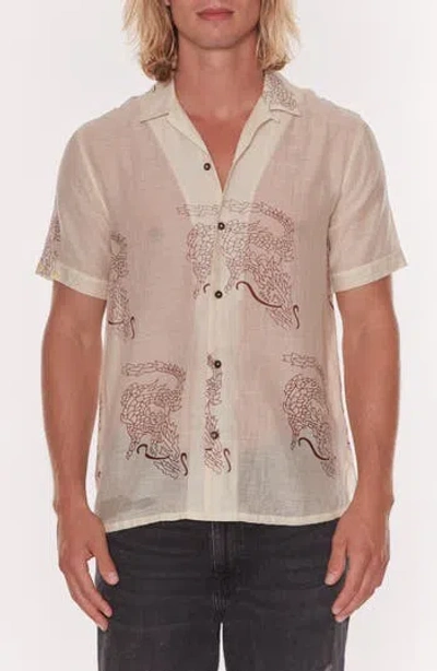 Raga Dragon Short Sleeve Button-up Shirt In Eggshell