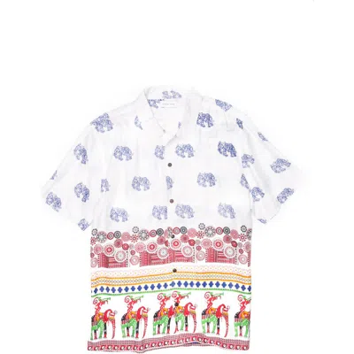 Raga Elephant Short Sleeve Button-up Shirt In Red Multi