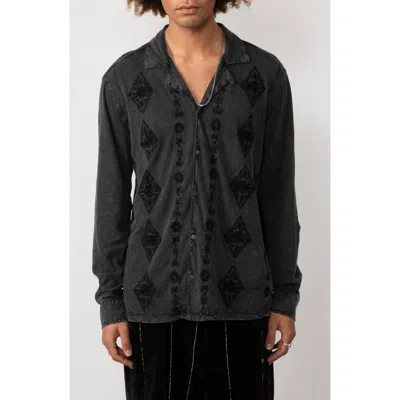 Raga Embroidered Button-up Shirt In Black