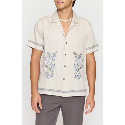 Raga Floral Embroidered Cotton Camp Shirt